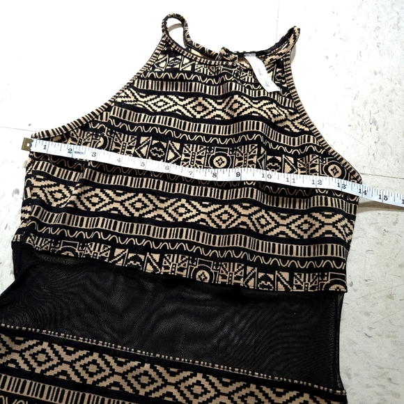 Lovley Day | Elegant Black and Brown Patterned Dress With Sheer Cut Out - Picture 13 of 13